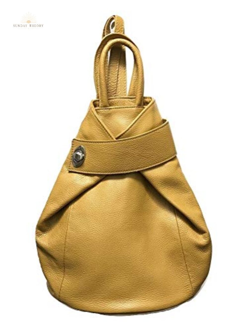Convertible Italian Leather Backpack Tote Triangle Square Anti-Theft 3-in-1
